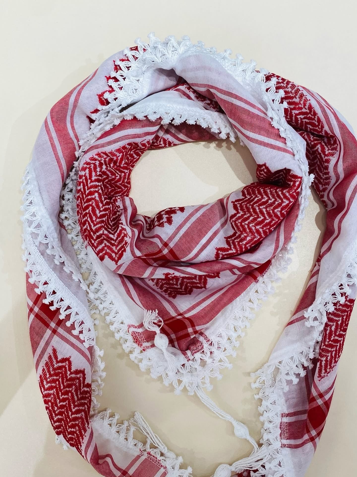 Hand-embroidered scarves ( Kufiya )