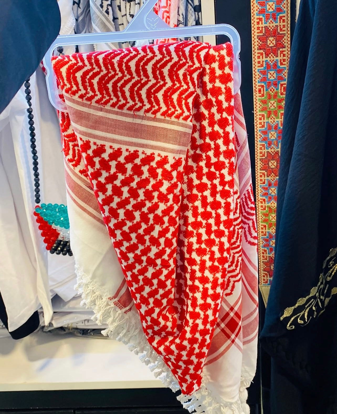 Hand-embroidered scarves ( Kufiya )